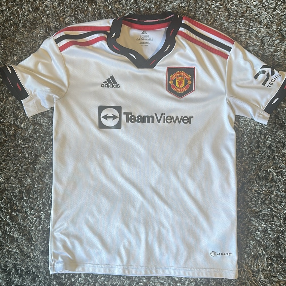 Adidas White and Red Manchester United Jersey